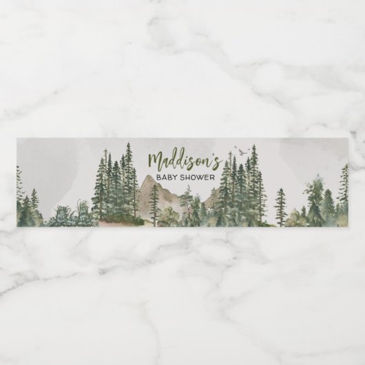 Laat het Avontuur Beginnen Berg Baby Shower Waterfles Etiket (Enkel label)