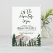 Laat het avontuur beginnen Bergen Baby shower Kaart (Staand voorkant)