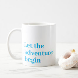 Laat het avontuur beginnen Blauw script Monogram Koffiemok