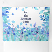 Laat het avontuur beginnen Blauwe Bloemen Drieluik Uitnodiging (Binnenzijde eerst)