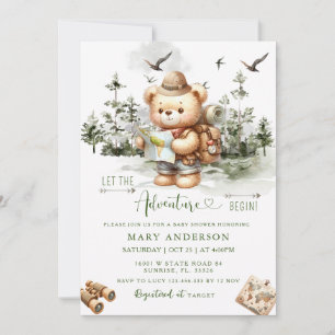 Laat het avontuur beginnen bos Beer Baby shower Kaart