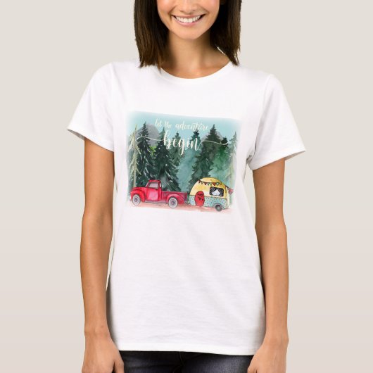 Laat het avontuur beginnen Bos Camping T-shirt (Voorkant)