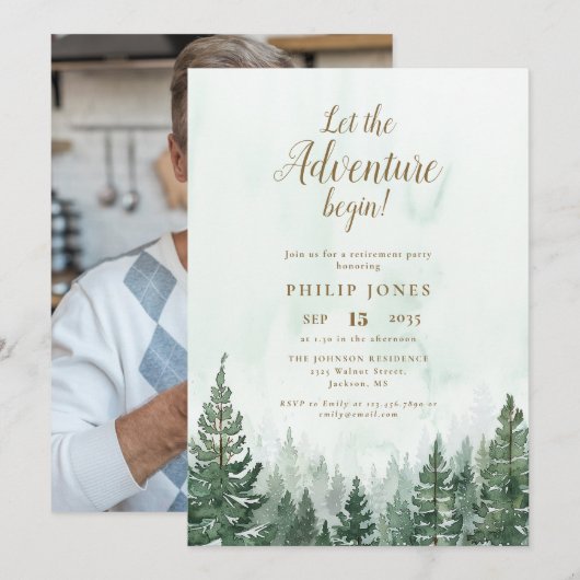 Laat het avontuur beginnen Bos foto pensioen Kaart (Voorkant / Achterkant)