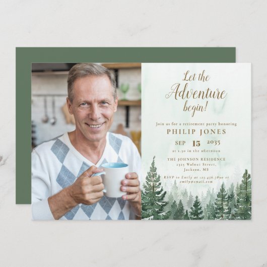 Laat het avontuur beginnen Bos foto pensioen Kaart (Voorkant / Achterkant)