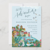 Laat het avontuur beginnen Boy baby shower Party Kaart (Voorkant)