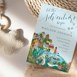 Laat het avontuur beginnen Boy baby shower Party Kaart