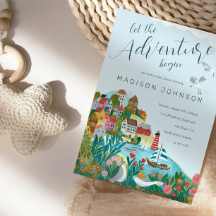 Laat het avontuur beginnen Boy baby shower Party Kaart