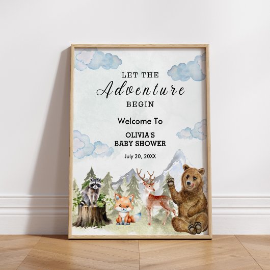 Laat het avontuur beginnen Boy Baby shower Welkom Poster