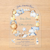 Laat het avontuur beginnen Boy Baby Speelgoed Baby Acryl Uitnodigingen (Voorkant)