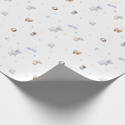 Laat het avontuur beginnen Boy Baby Speelgoed Baby Cadeaupapier (Hoek)