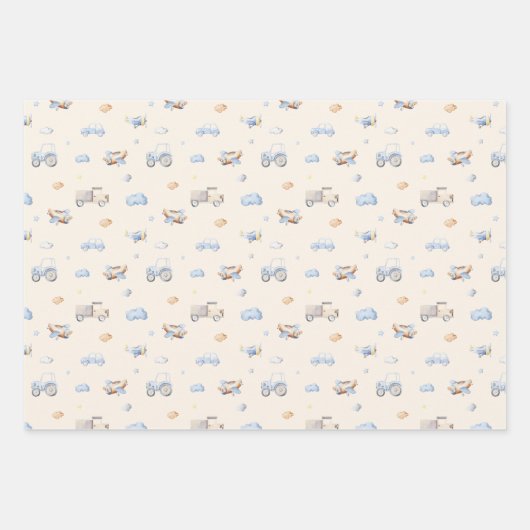 Laat het avontuur beginnen Boy Baby Speelgoed Baby Inpakpapier Vel (Voorkant 2)