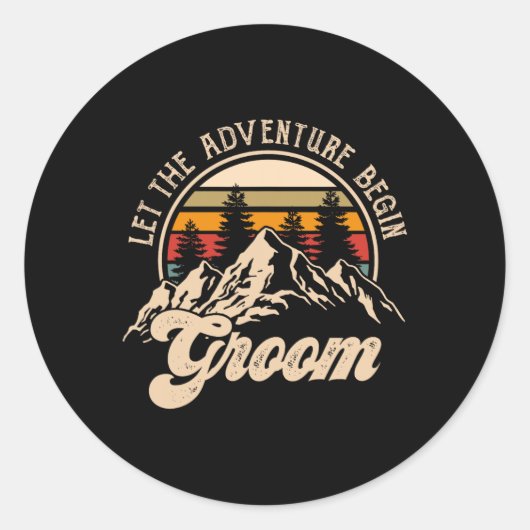 Laat het avontuur beginnen bruidegom koppels match ronde sticker (Voorkant)