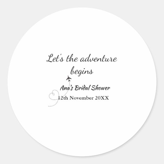 laat het avontuur beginnen bruidsfeest voeg naam t ronde sticker (Voorkant)