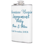 laat het avontuur beginnen bruiloft naam da heupfles (Links)