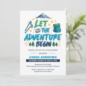 Laat het avontuur beginnen! Camping Baby shower Kaart (Staand voorkant)