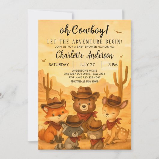 Laat het avontuur beginnen Cowboy Baby shower Boy Kaart (Voorkant)