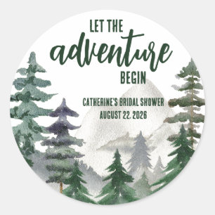 Laat het avontuur beginnen! Douche favoriet cadea Ronde Sticker
