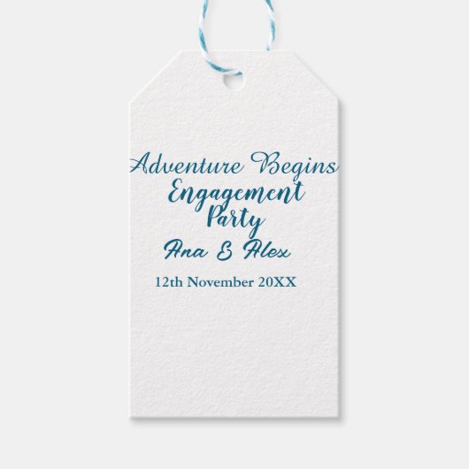 laat het avontuur beginnen engagement party naam d cadeaulabel (Voorkant)