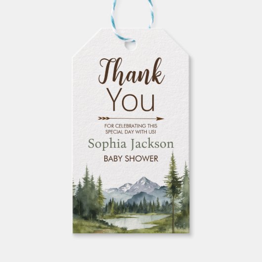 Laat het avontuur beginnen Forest Rustic Baby show Cadeaulabel (Voorkant)