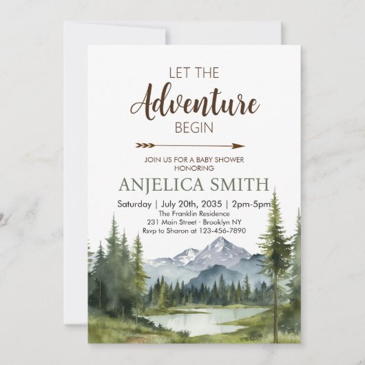 Laat het avontuur beginnen Forest Rustic Baby show Kaart (Voorkant)