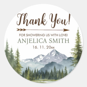 Laat het avontuur beginnen Forest Rustic Baby show Ronde Sticker