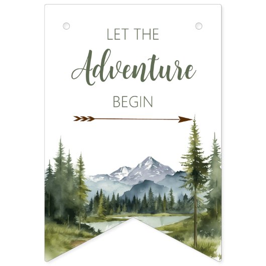 Laat het avontuur beginnen Forest Rustic Baby show Vlaggetjes (Tweede vlag)