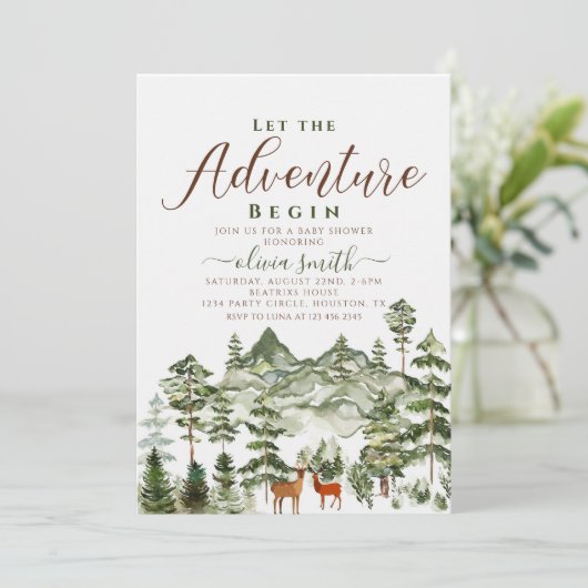 Laat het avontuur beginnen Genderneutraal Baby sho Kaart (Staand voorkant)