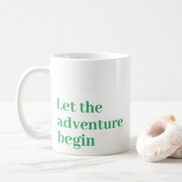 Laat het avontuur beginnen Groene script Monogram Koffiemok