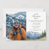 Laat het avontuur beginnen met bergfotopensioen kaart (Voorkant)