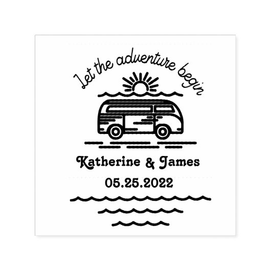 Laat het avontuur beginnen met bruiloft rubberen s  zelfinktende stempel (Design)