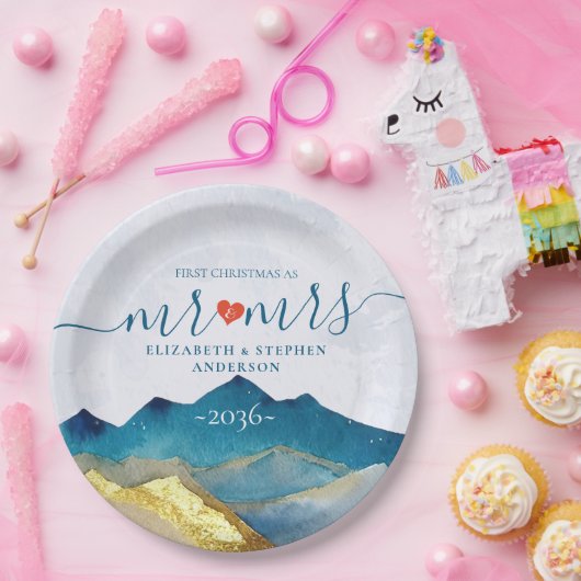 Laat het avontuur beginnen met de blauwe gouden br papieren bordje (Feest)