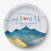 Laat het avontuur beginnen met de blauwe gouden br papieren bordje (Voorkant)