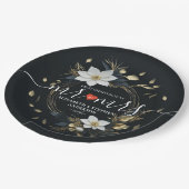 Laat het avontuur beginnen met de blauwe gouden br papieren bordje (Gekanteld)