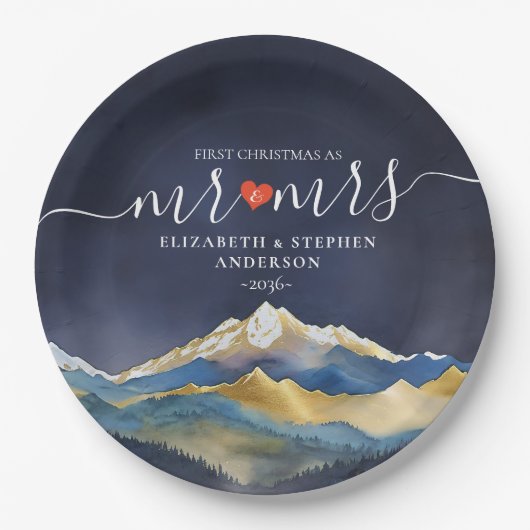 Laat het avontuur beginnen met de blauwe gouden br papieren bordje (Voorkant)