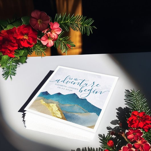 Laat het avontuur beginnen met de blauwe gouden br servet