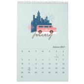 Laat het avontuur beginnen met de roze roze retrof kalender (Jan 2027)