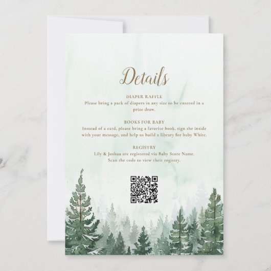 Laat het avontuur beginnen met Forest QR Code Baby Kaart (Achterkant)