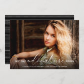 Laat het avontuur beginnen met foto Afstuderen Aankondiging (Voorkant / Achterkant)