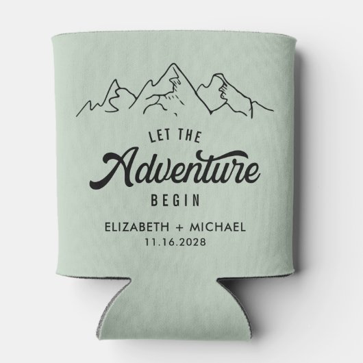 Laat het avontuur beginnen met het groene huwelijk blikjeskoeler (Achterkant)