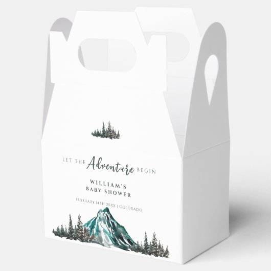 Laat het avontuur beginnen met Mountain Pine Baby Bedankdoosjes (Geopend)