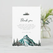 Laat het avontuur beginnen met Mountain Pine Baby  Bedankkaart (Staand voorkant)