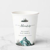 Laat het avontuur beginnen met Mountain Pine Baby  Papieren Bekers (Achterkant)