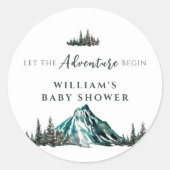 Laat het avontuur beginnen met Mountain Pine Baby  Ronde Sticker (Voorkant)