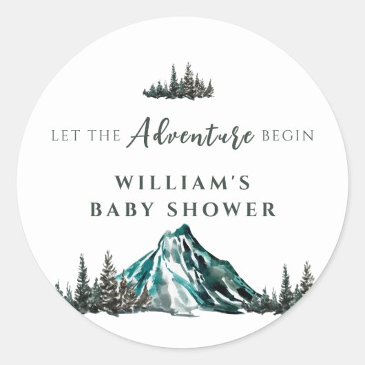 Laat het avontuur beginnen met Mountain Pine Baby Ronde Sticker (Voorkant)