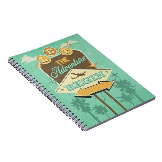 Laat het avontuur beginnen met retro stijl ontwerp notitieboek (Rechterzijde)