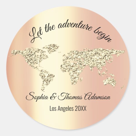 Laat het avontuur beginnen met weduwschap over het ronde sticker (Voorkant)