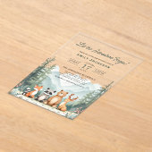 Laat het avontuur beginnen met Woodland Baby showe Acryl Uitnodigingen (Laagn)