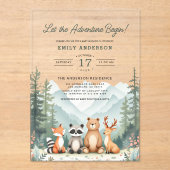 Laat het avontuur beginnen met Woodland Baby showe Acryl Uitnodigingen (Voorkant)