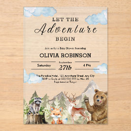 Laat het avontuur beginnen Mountain Boy Baby showe Acryl Uitnodigingen