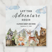 Laat het avontuur beginnen Mountain Boy Baby showe Bedankjes Labels (Achterkant)
